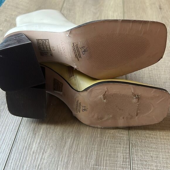 New Free People Twice As Nice Ankle Boots Vintage Retro Yellow & White US 8 - Picture 5 of 11